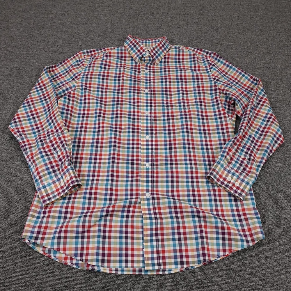 L.L.Bean Shirt Mens Large Multicolor Plaid Long Sleeve Button Up Slightly Fitted